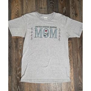 MJ Soffe United States Marine Mom T-Shirt Gray Graphic Tee Made in USA Medium